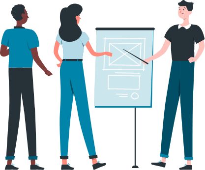 会議する３人の会社員のアイコン