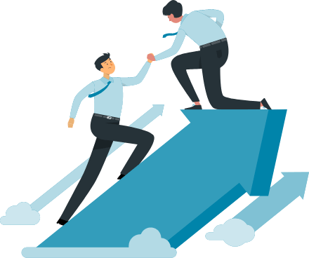 矢印で向上する会社員のアイコン