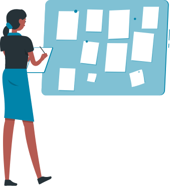 ボードでタスク管理する女性のアイコン