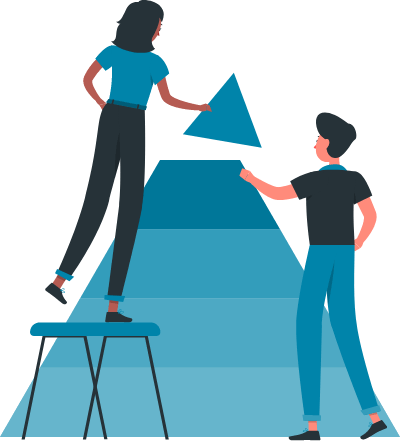 ピラミッド図形と人のアイコン